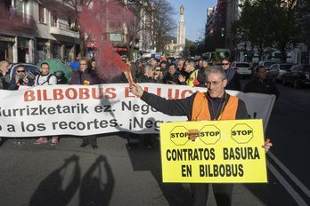 Movilzación de los trabajadores de Bilbobus el pasado 9 de abril.