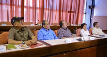 Representantes de las FARC, en la comparecencia de La Habana. (AFP)