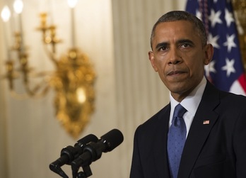 El presidente de EEUU, Barack Obama, durante su intervención. (Saul LOEB/AFP PHOTO)