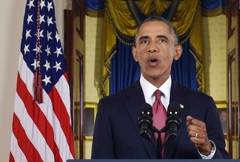 El presidente de EEUU, Barack Obama, durante su alocución. (Saul LOEB/AFP PHOTO)