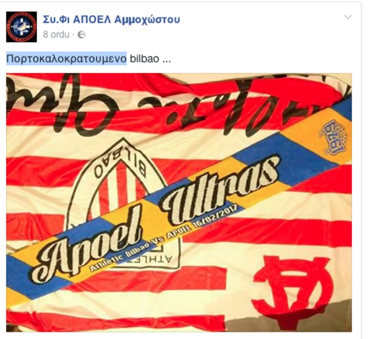Imágenes subidas al facebook por los ultras del APOEL.