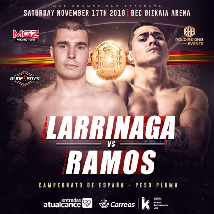 Cartel del combate entre Larrinaga y Ramos.