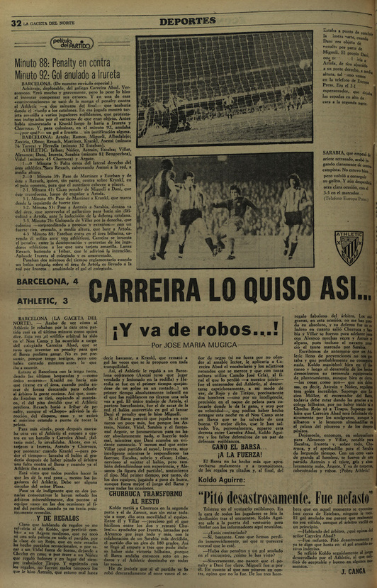 Crónica del «atraco» en Barceloan de ‘La Gaceta del Norte’.