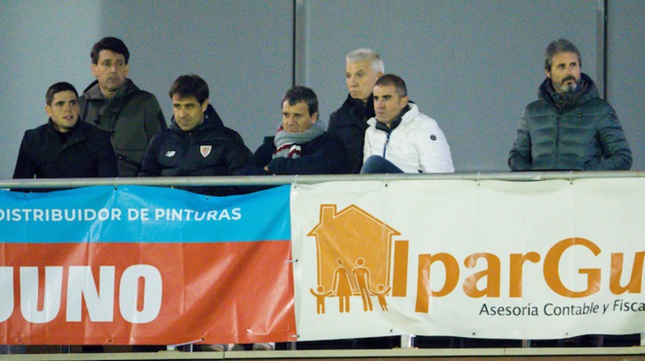 Garitano con Ferreira, Alkorta, Aiarza y Aranzubia asistió el viernes al partido entre Bilbao Athletic y Leioa en Sarriena. (@AthleticClub)