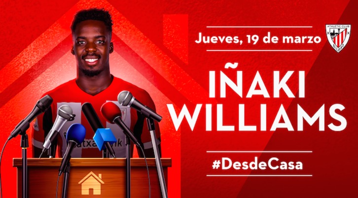 Iñaki Williams responderá desde su casa a preguntas de periodistas y aficionados. (@AthleticClub)