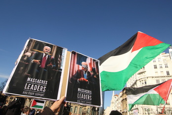 Movilización en Bilbo en solidaridad con la causa palestina y contra el genocidio en Gaza.